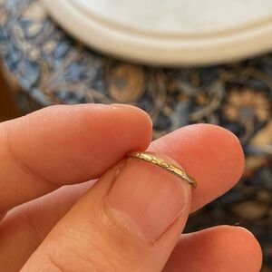 Antique 10K Gold Engraved Detailed Band Ring, Tiny Size